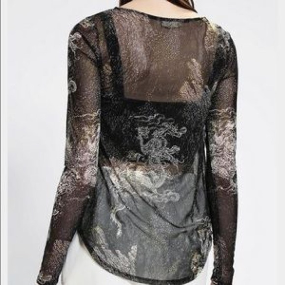 UO Silence+Noise Irezumi Sheer Dragon Long Sleeve